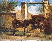 Farm before the donkey Camille Pissarro